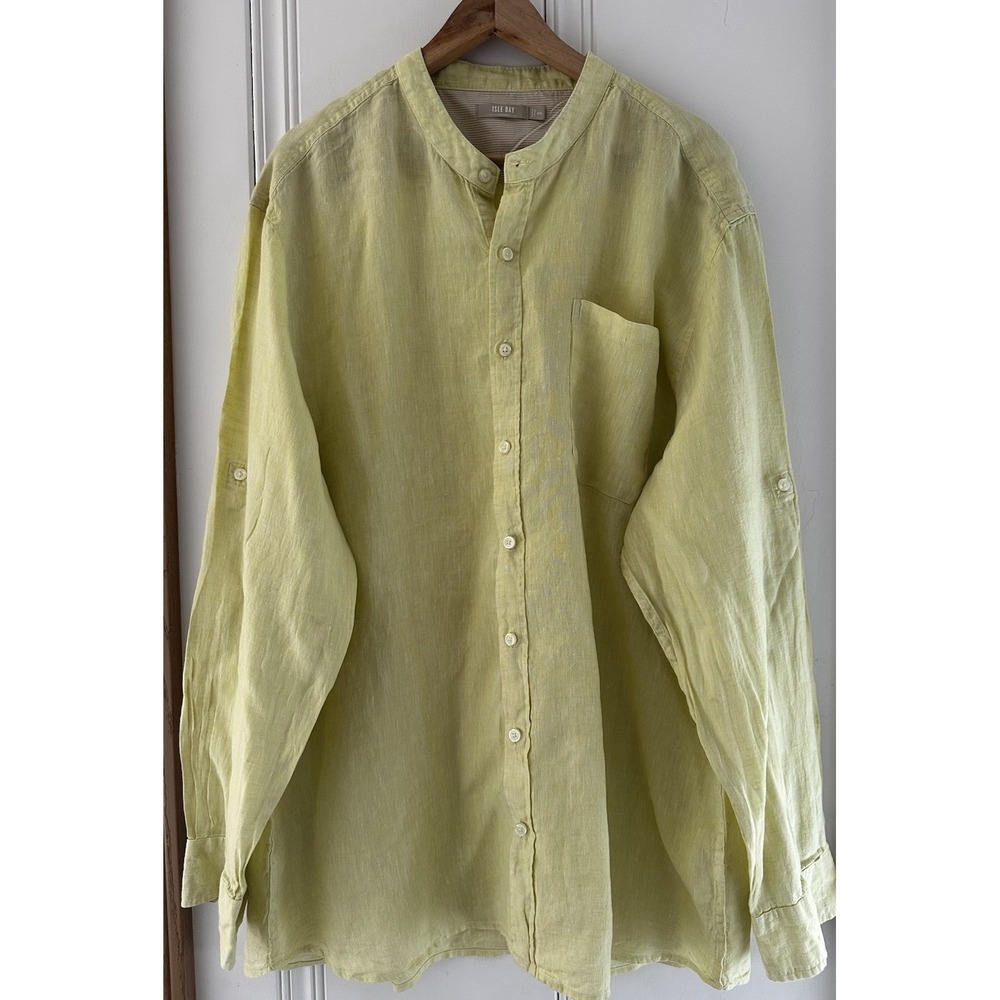 Isle Bay 100% Linen Oversized Button Front Shirt XXL Coastal Lagenlook